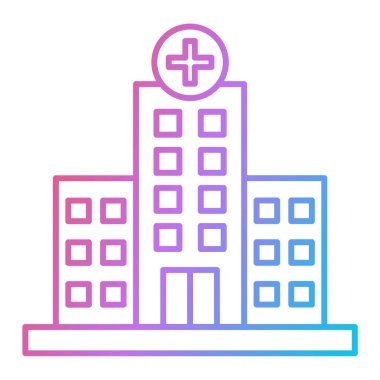Hastane binası ikonu. Tıbbi sağlık vektör sembolünü özetle.