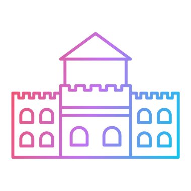 Şato ikonu. Web için ortaçağ oluşturma vektör çizgisi simgelerinin basit çizimi