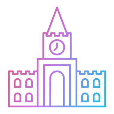 Web ve mobil uygulama tasarımınız için beyaz arkaplanda izole edilmiş kule simgesi vektörü, kilise logosu kavramı