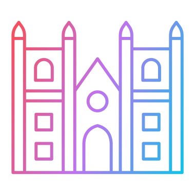 Kilise binası ikonu. Web için kale vektör simgelerinin özet çizimi