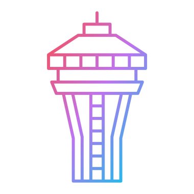 Web ve mobil uygulama tasarımınız için beyaz arkaplanda kule simgesi vektörü izole edildi, lamba logosu kavramı