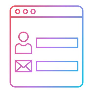 Giriş ve ileti vektörü illüstrasyon tasarımlı tarayıcı penceresi