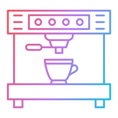 Kahve makinesi ikonu. Ana hatlı vektör çizimi. Beyaz arka planda izole edilmiş. Mutfak aletleri.