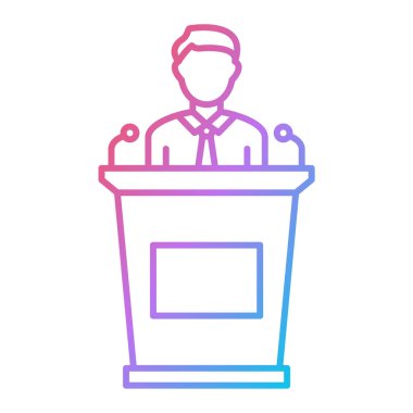 Konuşmacı simgesi. Tribün vektör çizgisi tasarımının taslağı. beyaz arkaplanda izole.