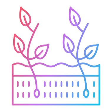 Web, mobil ve bilgi grafikleri için bitki çizgisi simgesi. Mavi arkaplanda izole edilmiş beyaz vektör doğrusal düğmesi