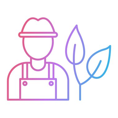 Bitki çizgisi tarzı ikon vektör çizimi tasarımı olan çiftçi