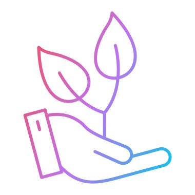 Yaprak ikonuyla el. vektör illüstrasyonu