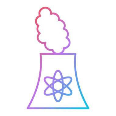 Nükleer santral ikon vektörü. İnce çizgi işareti. izole edilmiş sınır sembolü çizimi