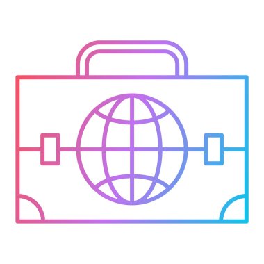 Seyahat çantalı bavul ve küresel vektör illüstrasyon tasarımı