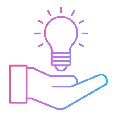 Işık çizgisi simgesi ile el ele tutuşan ampul