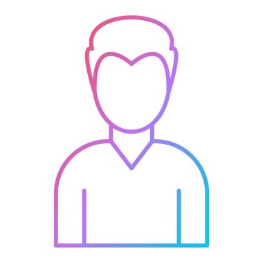 Beyaz arkaplan üzerinde kalp simgesi olan adam, çizgi biçimi, vektör illüstrasyonu