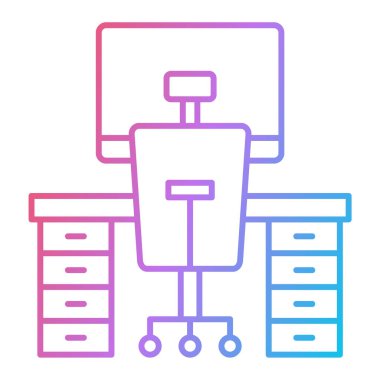 Ofis masa ikonu vektörü. Sandalye tabelası. izole edilmiş sembol çizimi