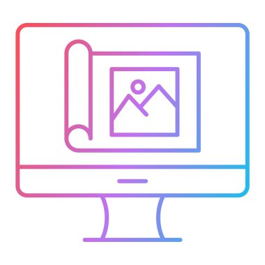 bilgisayar monitör simgesini vektör çizim