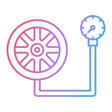 Araba fren diski simgesi vektörü. İnce çizgi işareti. izole edilmiş sınır sembolü çizimi