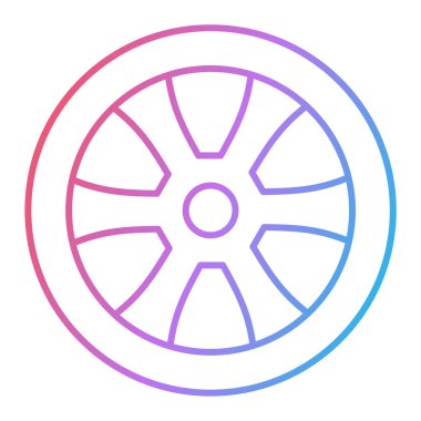 Beyaz arkaplanda izole edilmiş daire şeklinde tekerlek simgesi. Araba sembolü. vektör illüstrasyonu