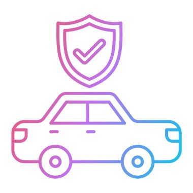 Araba sigortası ikonu. Beyaz arkaplanda izole edilmiş web tasarımı için ana hatlı ambulans aracı vektör sembolü