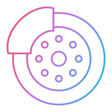 Beyaz arka planda izole edilmiş ana hatlı pizza simgesi. Web ve mobil uygulama, tanıtım grafikleri için fren sembolü