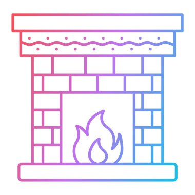 Ateş ve yanan mumlarla şömine vektör çizimi tasarımı