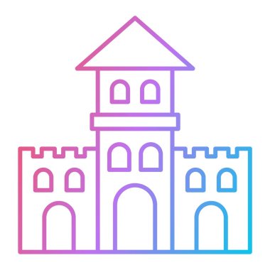 Şato kulesi ikonu. Sihirli inşa vektör çizgisi izole vuruşunun basit bir gösterimi