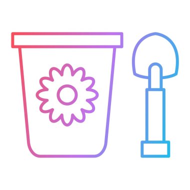 Bahçe küreği çizgi simgesi, ana hat vektör işareti, beyaz renkli illüstrasyon sembolünde izole edilmiş doğrusal piktogram