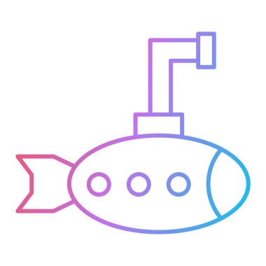 Beyaz arka planda izole edilmiş ana hatlı denizaltı simgesi. sualtı sembolü