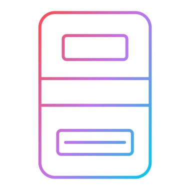 Küçük bir kapağı olan mor ve beyaz kare çizgi simgesinin çizimi