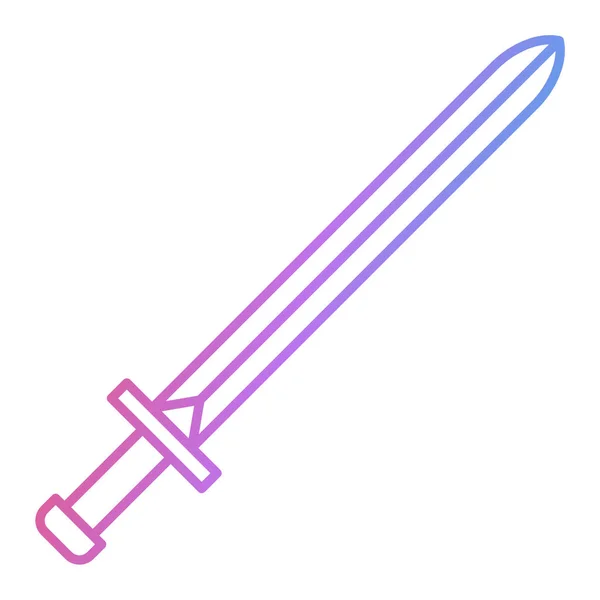 Sword Icon Cartoon Medieval Weapon Vector Illustration Editable Stroke Gradient — ストックベクタ