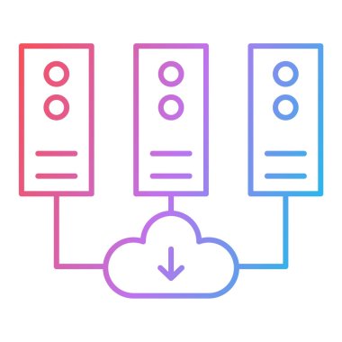 Bulut hesaplama çizgisi simgesi, vektör illüstrasyonu