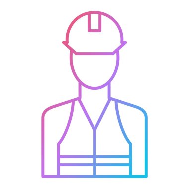 İnşaat işçisi ikonu. Kask vektör işareti olan özet oluşturucu