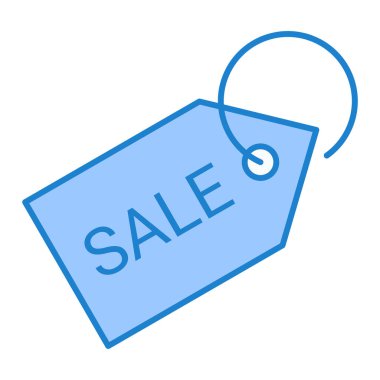 Mavi etiket satışı beyaz arka planda izole edildi. vektör illüstrasyonu