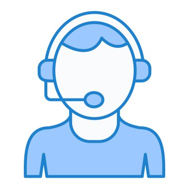 Kulaklıklı çağrı merkezi operatörü ve vektör illüstrasyonunu destekle