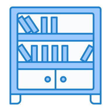çekmeceli kitaplık ve kitap vektör illüstrasyon tasarımı