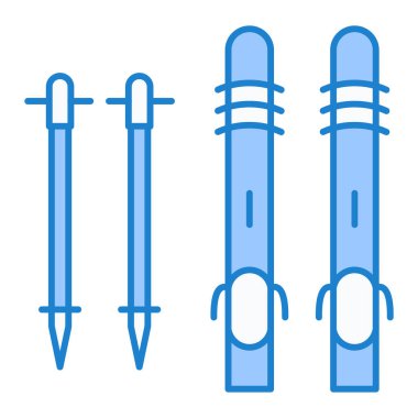 Mavi ve beyaz çizgi kamp ikonunun vektör çizimi
