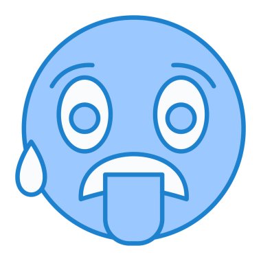 Ağlayan surat simgesi. Web için üzgün kızgın emoji vektör simgelerinin özet çizimi