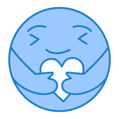 Kalp vektör illüstrasyonlu sevimli yüz ifadesi