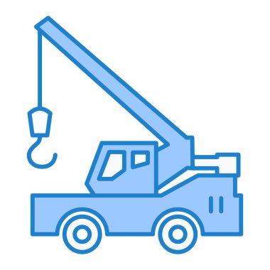 Beyaz arkaplan üzerinde vinç ve kanca simgesi, çizgi biçimi, vektör illüstrasyonu