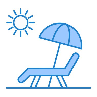 Plaj sandalyesi ikonu. Web için güneş paneli vektör simgelerinin özet çizimi