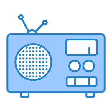 radyo aygıtı simgesi. Beyaz arkaplanda izole edilmiş web tasarımı için pop saat vektör illüstrasyon sembolü