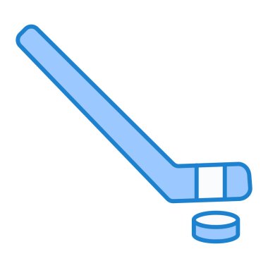 Hokey sopası ikonu. Ana hatlı spor ekipmanı vektör illüstrasyon piktogramı. beyaz arkaplanda izole.