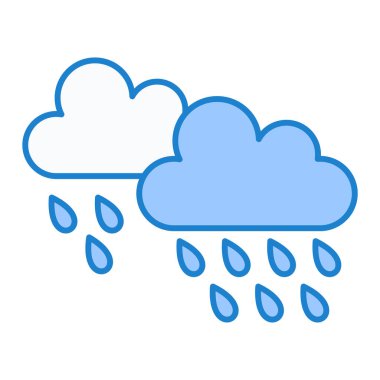 Yağmur bulutları simgesi. Bulut vektör çiziminin karikatürü. beyaz arkaplanda izole