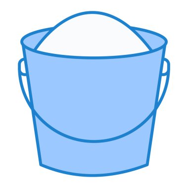 Su ve kürek ikonlu kova. vektör illüstrasyonu