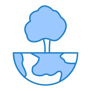 Yaprakları ve yaprakları olan ağaç vektör illüstrasyon tasarımı