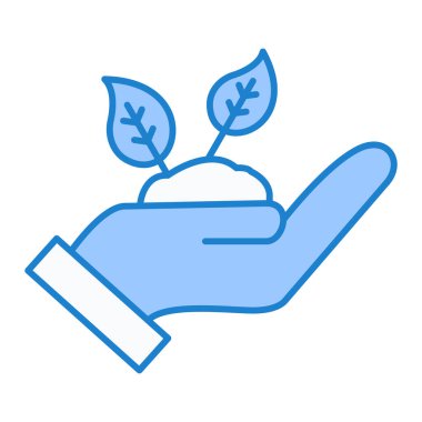 Bir yaprak bitkisi ikon vektör illüstrasyon tasarımını tutan el