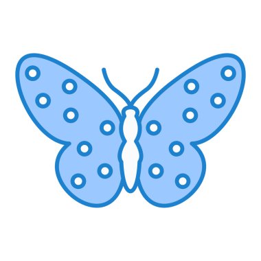 Kelebek ikonu. mavi renk vektör çizimi