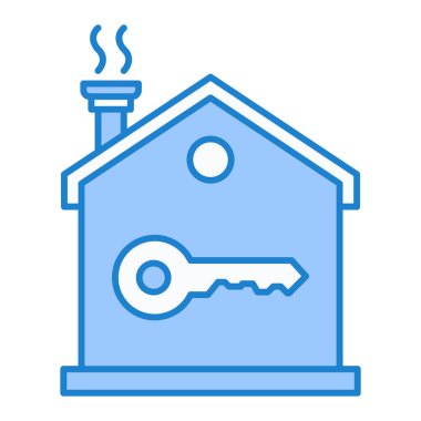 Evin anahtarı simgesi. Web için ev vektör simgelerinin özet çizimi