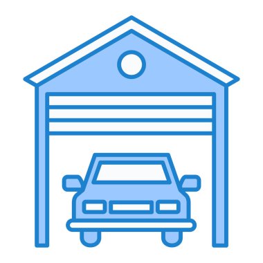 Araba garajı ikon vektörü. İnce çizgi işareti. izole edilmiş sınır sembolü çizimi