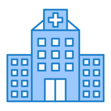 Hastane binası ikonu. Web için basit tıbbi klinik vektör simgeleri çizimi
