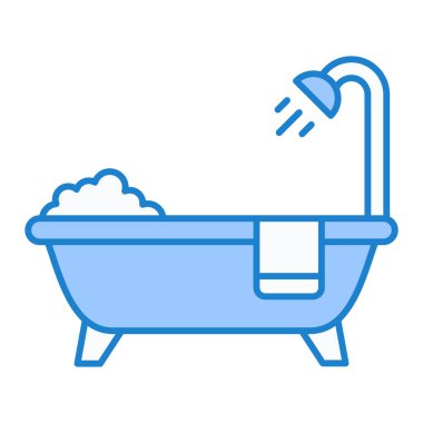 Küvet ve duş ikonu vektör illüstrasyon tasarımı