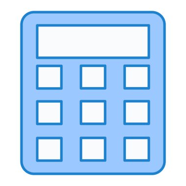 Hesap makinesi simgesi. Web için mavi ve beyaz vektör simgelerinin basit çizimi