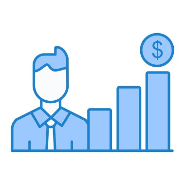 Dolar işareti ikon vektörü olan bir iş adamı. Kalem sembollü bir iş adamı. izole edilmiş sınır çizimi